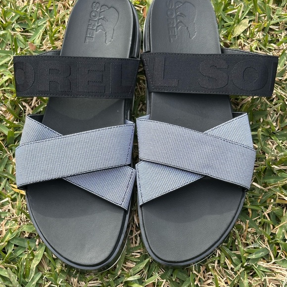 Sorel Roaming Sport Slide Sandals Women’s Sz. 10 Black White Casual Slip On (C2 - Picture 9 of 10